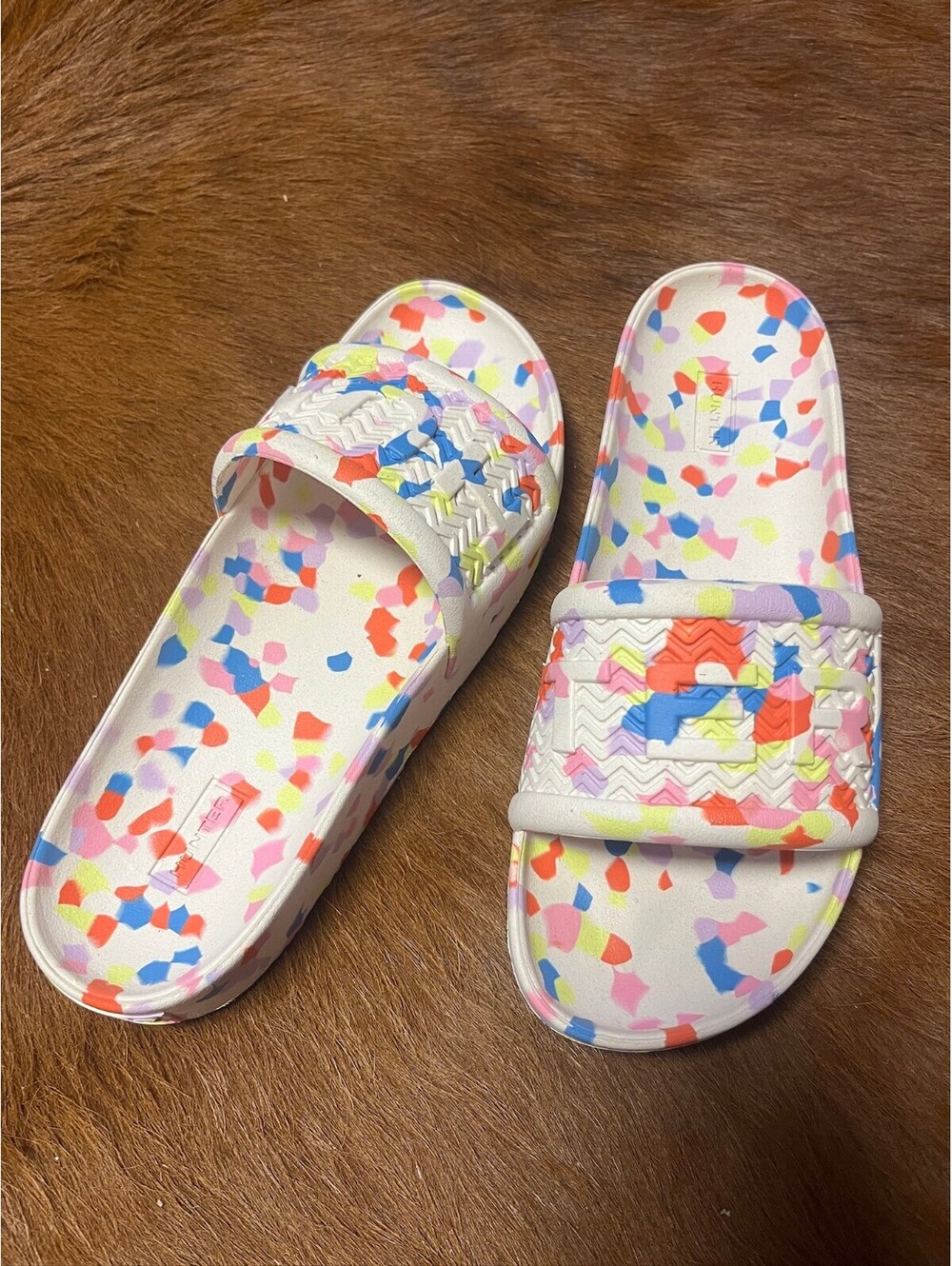 Terrazzo Print Slide Sandals